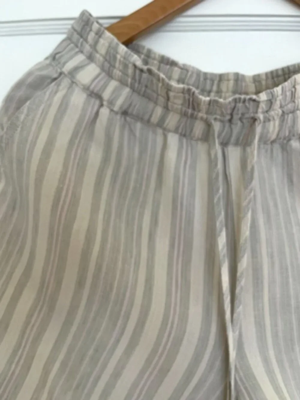 Anthropologie Beachy Linen Stripe Drawstring Shorts | Size S